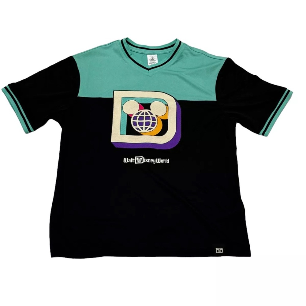 Disney Black and Teal V Neck Jersey T NWT XL